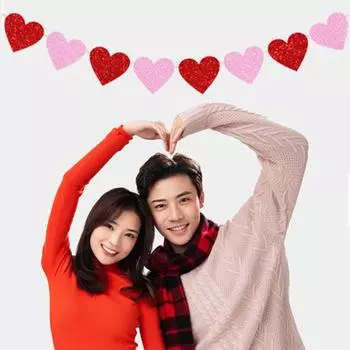 Гирлянда в виде сердца любви, подвеска-баннер для свадьбы, вечеринки в честь Дня святого Валентина, блестящая бумага с блестками, венок любви, подвесное украшение, украшение для праздничной вечеринки своими руками