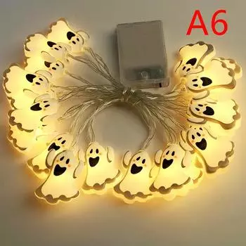 Гирлянда в виде тыквы на Хэллоуин, гирлянда в виде летучей мыши и паука, работающая от батареек, для вечеринки на Хэллоуин на открытом воздухе, декоративная гирлянда, ночник