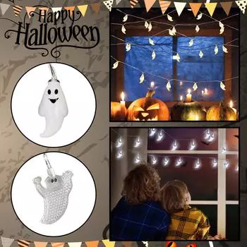 Гирлянды на Хэллоуин, гирлянды, милые хеллоуинские светильники для помещений, подходят для детских каминных вечеринок, украшения веранды на Хэллоуин a