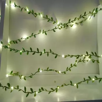 Гирлянды с зелеными листьями - Рождественские украшения - Рождественская гирлянда - Декор спальни - Украшения для свадебного стола - Гирлянды для домашнего декора 2m зелёный