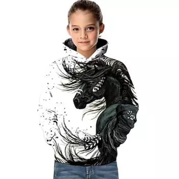 Girls 3D Animal Geometric Hoodie & Sweatshirt Long Sleeve 3D Print Active Fashion Basic Kids 2-13 Years Sports Outdoor 100