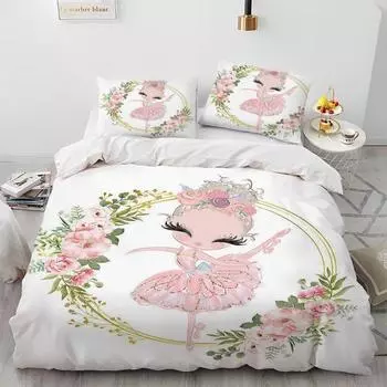 Girls Ballet Dance Duvet Cover Three-Piece Bedding 3D Printed Sheet Quilt Cover Pillowcase 70*133
