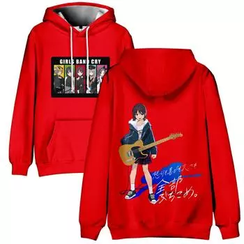 GIRLS BAND CRY Аниме Толстовка с капюшоном Tie Dye Толстовка Уличная одежда с принтом в виде мультфильма Толстовка с капюшоном Для мужчин Для женщин Спортивные пуловеры для косплея XS