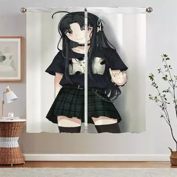 Girls Band Cry Современное украшение для дома Тюль в кухонных занавесках 2 шт. Оконные шторы для детской комнаты для перегородок W50xH70cmx2pcs-CL