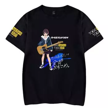 GIRLS BAND CRY Женские и мужские футболки с графическим принтом Аниме-принт с круглым вырезом Оверсайз Короткие рукава Модная мужская одежда Уличная одежда XS белый