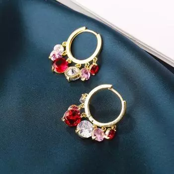 Girls Bohemian Style Zircon Hoop Earrings Women Ear Buckle Fashion Jewelry Korean Style Earrings