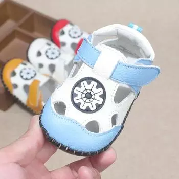 Girls Boys Walking Shoes 2024 New Summer Baotou Korean Fashion Baby Girl Shoes Soft Sole Closed Hollow Cute Breathable Sandals 14 insole11.5CM белый