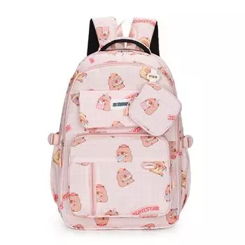 Girls Cartoon Outdoor Backpack Student Schoolbag розовый