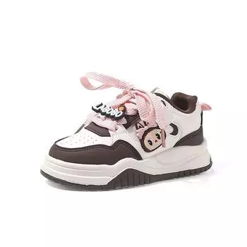 Girls Casual Cartoon Labubu Sports Shoes, Spring and Autumn Children s Light and Breathable White Shoes, Boys Running Shoes 25 темно-коричневого