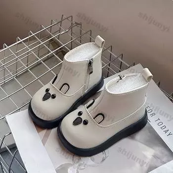 Girls Children s Short Boots 2025 Winter New Plush Warm Comfort Waterproof Outdoor Baby Short Boots Cute Rabbit PU Leather Boots 21inner13.5cm