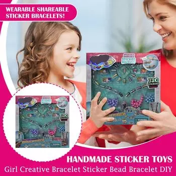 Girls Creative Bracelet Stickers Beaded Bracelet DIY Handmade Sticker Toy One Size