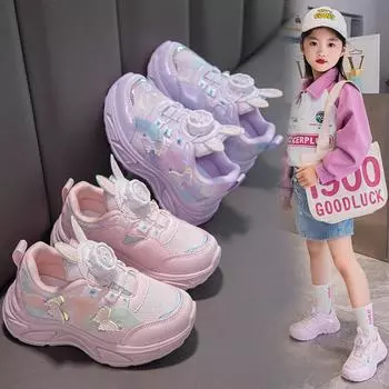 Girls Double Mesh Sneaker Autumn New Casual Shoes Children s Wear-Resistant Soft Bottom Running Shoes