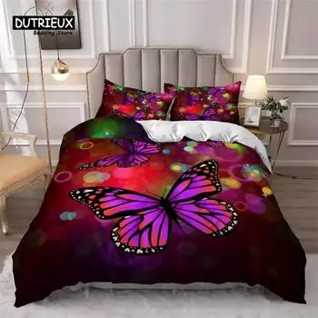 Girls Duvet Cover Set Queen Size Butterfly Bedding Set For Kids Teens Gorgeous Colorful Butterflies Comforter Cover Pillowcases 70x133cm 2pcs