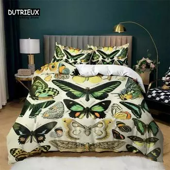 Girls Duvet Cover Set Queen Size Butterfly Bedding Set For Kids Teens Gorgeous Colorful Butterflies Comforter Cover Pillowcases 150x200cm 3pcs
