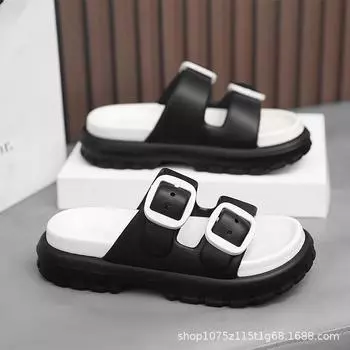 Girls fashion casual non-slip party beach travel versatile trend women cool slippers 35-36 чёрный