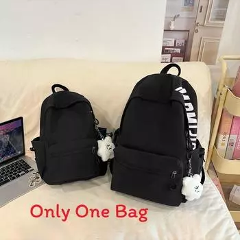 Girls Fashion Nylon Letter Backpack With Breathable Design For School Travel And Small Pendant