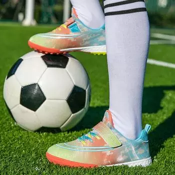 Girls football shoes women s children s training shoes Velcro girls elementary school sports boys tf broken nails football shoes 30