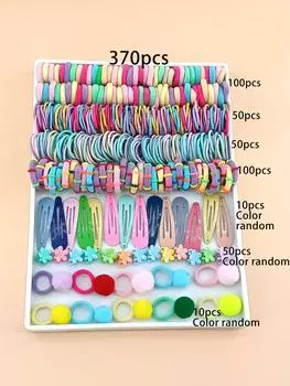 Girls Glamour Hair Accessories Set - Assorted Elastic Hair Ties, Dainty Hairpins, & Ponytail Holders - Perfect for Birthd