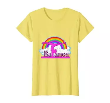 Girls Gymnastics Equipment Novelty Rainbow Balance Beam T-Shirt жёлтый