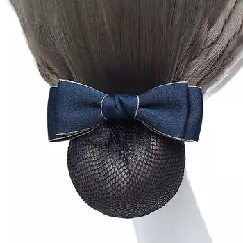 Girls Hair Clip Nurse Headwear Ponytail Clip Hairgrips Cover Net Korean Bun Snood Bow Spring Clip blue-B