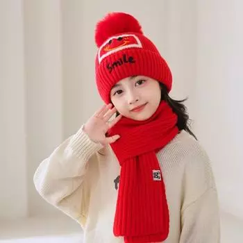 Girls hats autumn and winter children s scarves two-piece set winter warm 2024 new girls baby boys ear protectors