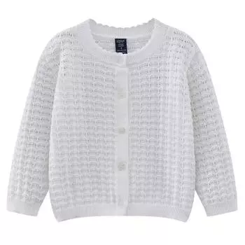Girls Knitted Cardigan Spring and Autumn Thin Hollow Children s Sweater Long Sleeve Pure Cotton Top Coat Stylish 80cm