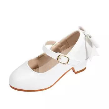 Girls Leather Princess Shoes 2025 Children s Shoes Round-Toe Soft-Sole Girls High Heel Princess Crystal Party Dance Shoes 26(Insole16.8cm)