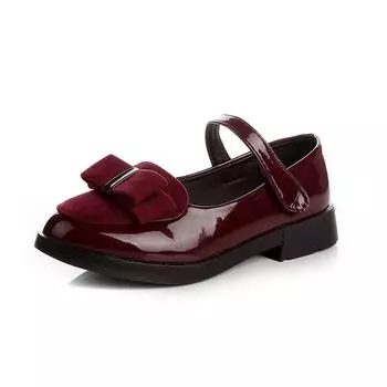 Girls Leather Shoes Princess Sweet Kids Flats With Bow-knot For Formal Occasions Children s Mary Janes Black Party Dancing Shoes 27 чёрный