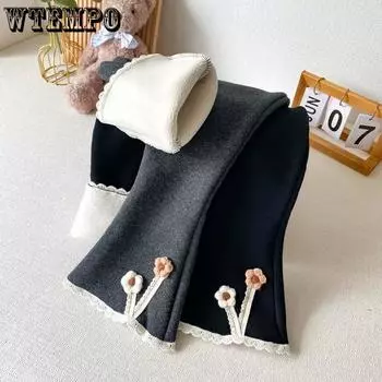 Girls Leggings with Autumn and Winter Velvet and Thick Pants Stylish Children s Pants Baby Girl s One-piece Velvet Flared Pants 80 чёрный