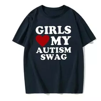 Girls Love My Autism Swag Смешные подарки для мальчиков-аутистов Осведомленность Футболки Графическая уличная одежда Идеи подарков с коротким рукавом Футболка для мужчин S бежевый