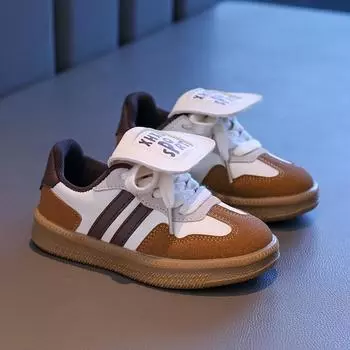 Girls macaron board shoes classmates 2024 autumn new Korean version of middle-aged and older children s casual sports shoes children s moral tra 26 коричневый