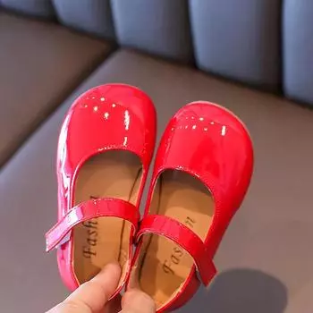 Girls Mary Jane Shoes Spring Autumn Kids Soft PU Leather Flat for Girl Rubber Flats School Party Shoes Red Black 35