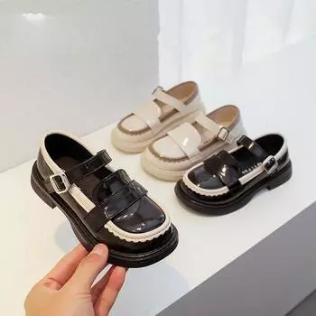 Girls Princess Shoes Spring Autumn New Children s Soft Sole Small Leather Shoes British Style Fashion Square Mouth Single Shoes 26 16.8cm бежевый