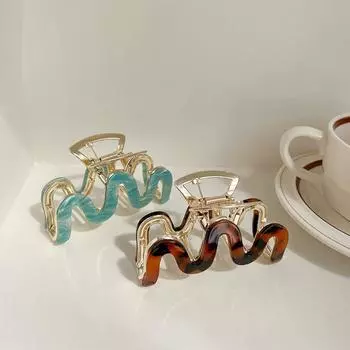 Girls Shark Clip Female Hair Accessories Large Grab Clip Korean Style Headwear M Shape Hair Claw фиолетовый