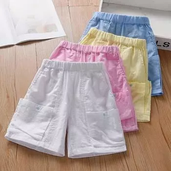 Girls Shorts Summer Children s Work Pants Baby s Loose and Versatile Short Five Quarter Pants 90
