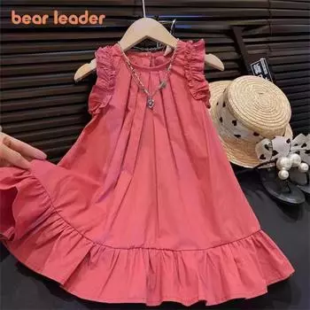 Girls Sleeveless Dress Bera Leader 2-7 Years Red Ruffle Dresses QZ574 2T