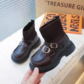 Girls Socks Ankle Boots Children Black Booties for Kids EU:27 чёрный