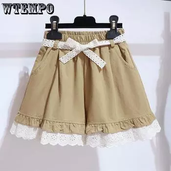 Girls Summer Lace Shorts Children s Stylish Casual Pants Versatile Loose Wide Leg Pants Trendy 120