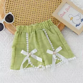 Girls Summer Shorts Baby Girls Outerwear Pants Fashionable and Versatile Girls Lace Thin Casual Pants 90
