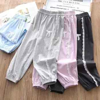 Girls Summer Thin Pants Children s Lace Casual Pants Loose and Breathable Sports Pants for Little Girls 110 серый