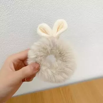 Girls Sweet Imitation Rabbit Fur Rabbit Ears Elastic Hair Bands Women Fur Fluffy Hair Rings Plush Scrunchies Hair Accessories