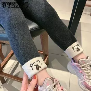 Girls Velvet Leggings Children s One-piece Velvet Pants Autumn and Winter Elastic Pants Baby Thick Pants 90 чёрный