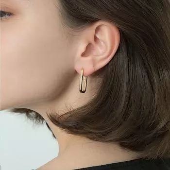 Girls Woman Oval Shape Copper Female Hoop Earrings Ear Buckle Fashion Jewelry Rectangular Earrings золотой