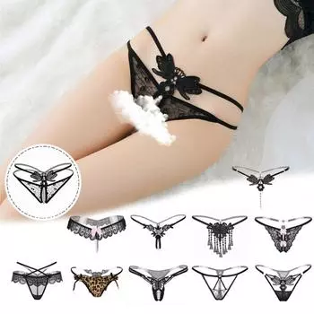 Girls Young Hot Hollow Thong Pearl Massage Lace Lingerie Underwear T-back Panties Panties B
