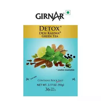Girnar Detox, Desi Kahwa, зеленый чай с травами и специями (36 чайных пакетиков)