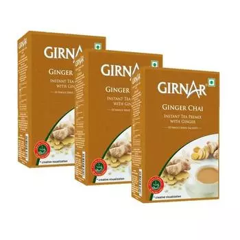 Girnar Ginger Chai, готовый готовый напиток с имбирем 140 г (Пакет из 3) - ХУМАРАБАЗАР