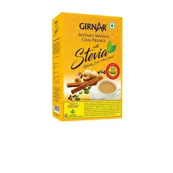 Girnar Instant Masala Chai Premix с гранулами черного чая со стевией - 10 пакетиков, 90 грамм