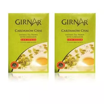 Girnar Instant Premix Чай Кардомом (Низкое содержание сахара) - 80 грамм, 10 пакетиков - Упаковка из 2 штук