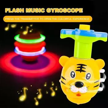 Гироскоп Игрушка Красочный Мигающий ГироСкоп Пластиковая Музыка Вращающаяся Игрушка с Пусковой Выталкивание Игрушка Гладкая для детей Подарки Детские игрушки для вечеринок United States