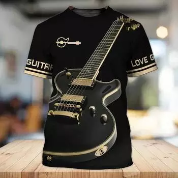 Гитара Gibson Мужские футболки электрогитарист рокеры футболки музыкальная школа дизайн 3D-печать Одежда Женская Имя пользователя S
